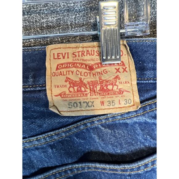Levi's 501 XX Jeans Men's Size 35 X 30 Denim Blue Button Fly Med Wash Straight - Picture 7 of 9